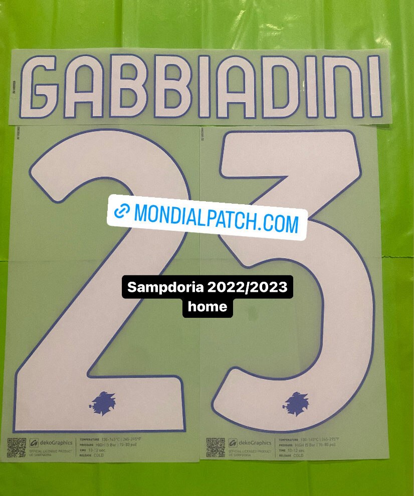 nameset Sampdoria 2022 2023 23 GABBIADINI home ufficiale