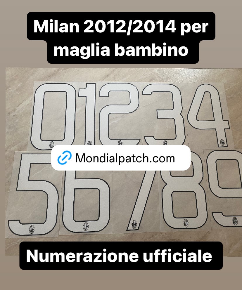 nameset Milan 2012 2014 per maglia bambino ufficiale