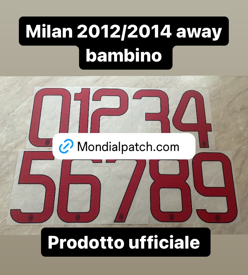 nameset Milan 2012 2014 per maglia bambino rosso ufficiale