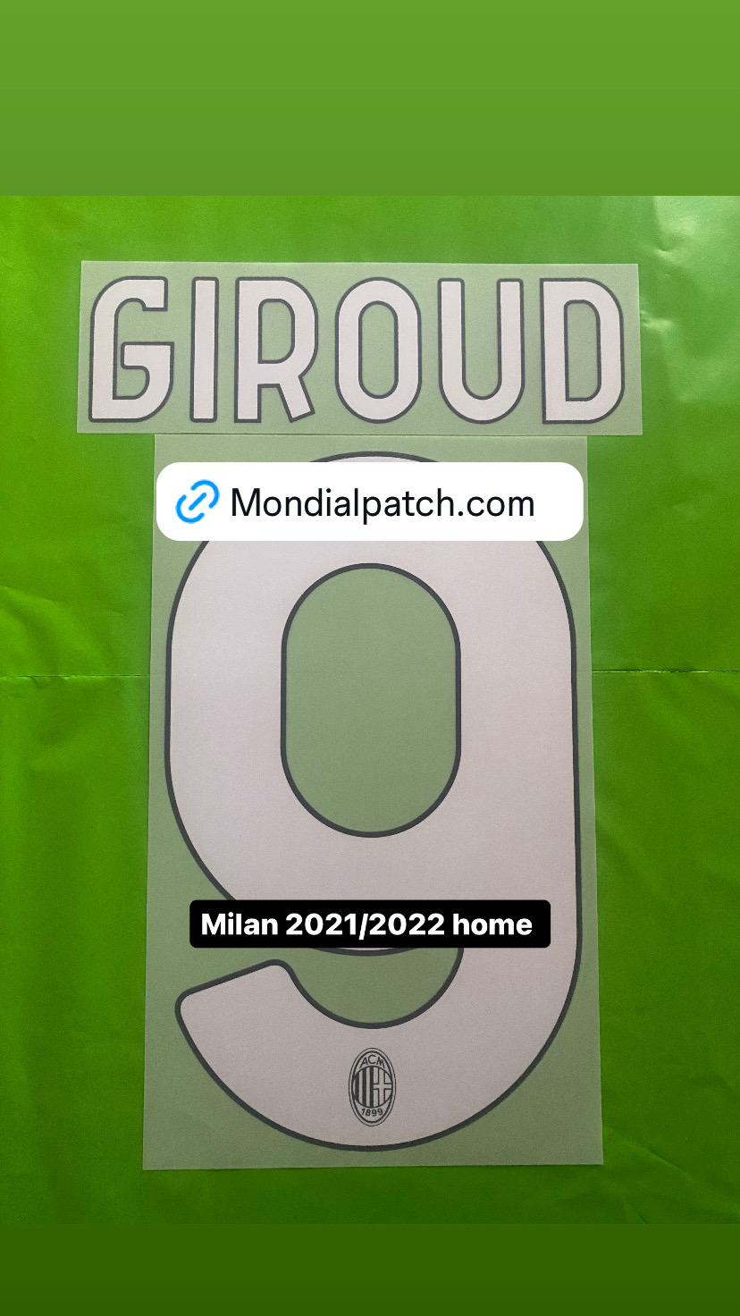 nameset Milan 2021 2022 9 GIROUD home ufficiale