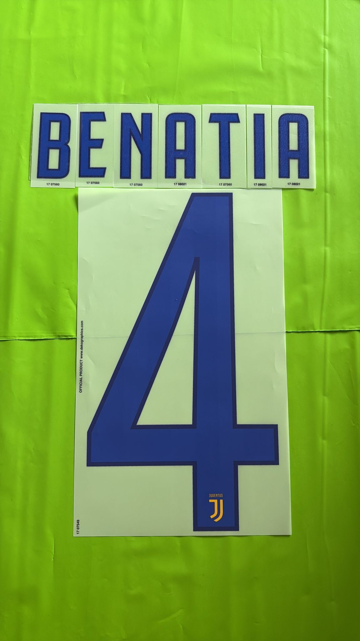 nameset Juventus 2017 2018 away 4 BENATIA ufficiale blu